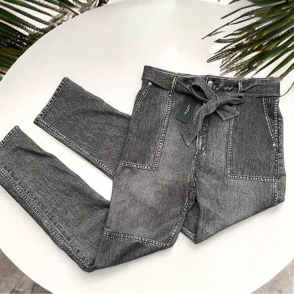 rag & bone Pants - RAG & BONE Miramar Mia Jeans Tie waist printed denim black magic M Medium acid